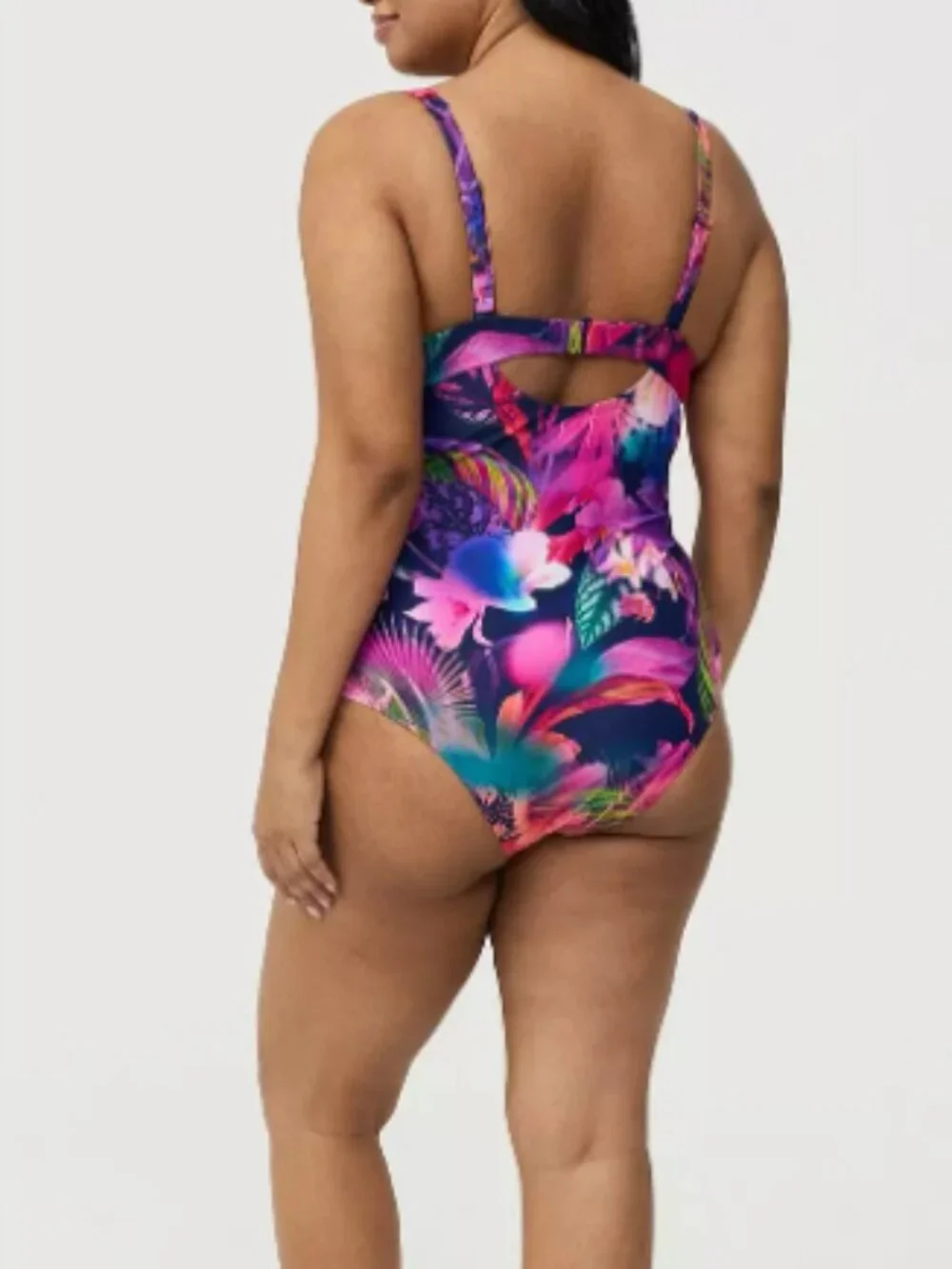 BRAND NEW NWT Pink Multicolor Tropical Floral Print Swimsuit 4X (26 - D/DD)
